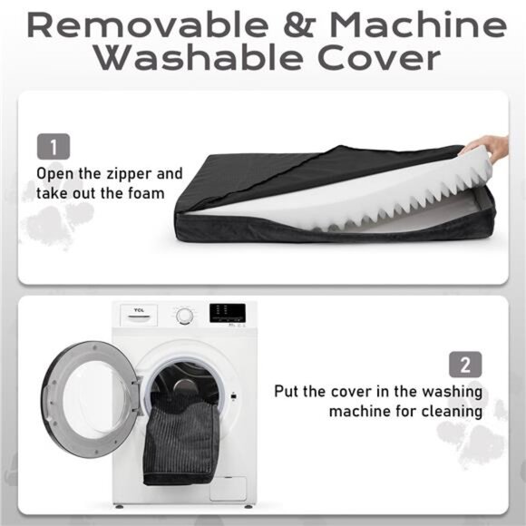 Black Orthopedic Dog Bed for Large Dogs Non-Slip Bottom Size(35"x22"x3.5") - Picture 5 of 7